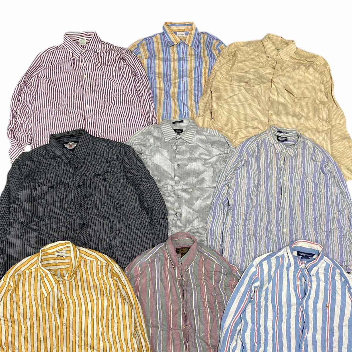 海外直輸入！！ファーストピック！！【45kg ベール ストライプシャツ STRIPE SHIRT MIX】 まとめ売り 古着卸 ※約150枚