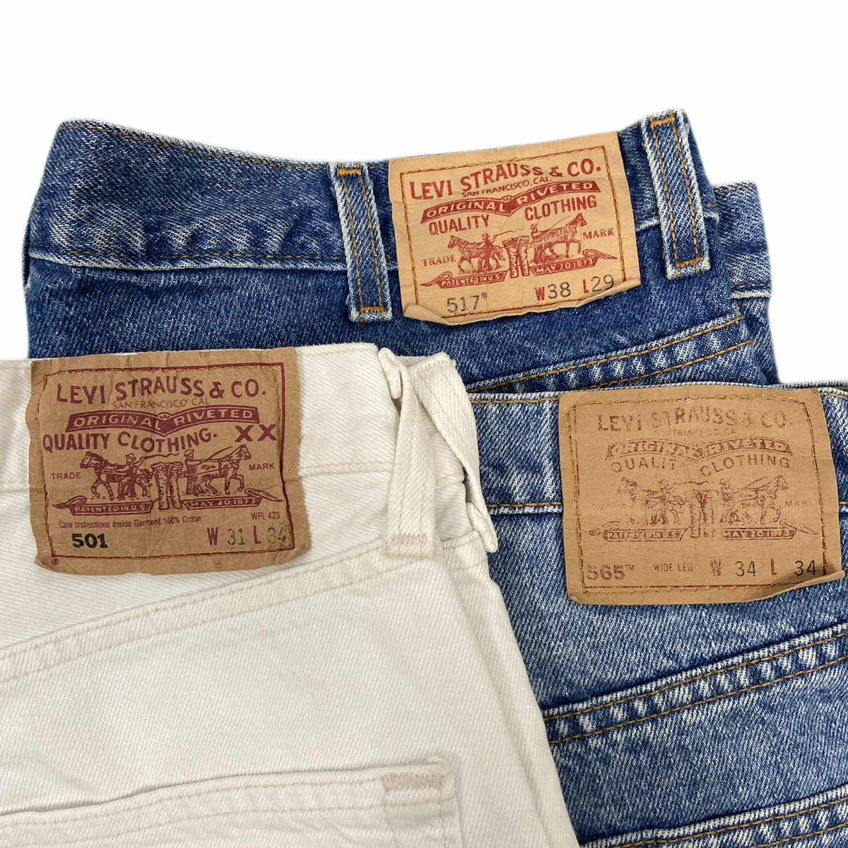 90s～ LEVI'S リーバイス デニムパンツ  501 / 517 / 565 まとめ売り 3枚セット 古着卸 MJ0057